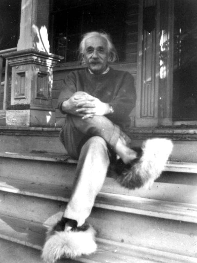 Albert Einstein sits on the porch of his home at 112 Mercer Street - Collection of the HSP.jpg